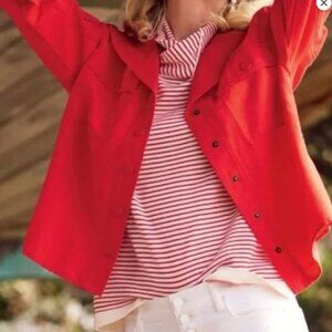 CABI Ringmaster Pullover Red/White Striped Sz S #6447 NWOT